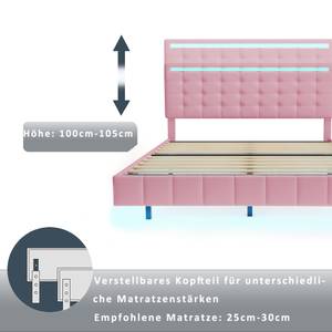 Polsterbett mit LED Nesoi Ⅳ Pink - Breite: 172 cm