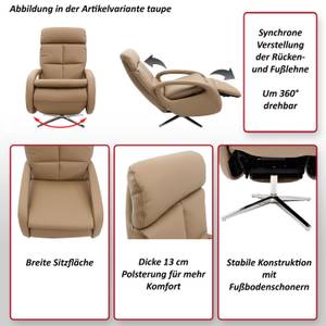 Relaxsessel L11 drehbar, Voll-Leder Cremeweiß - Taupe