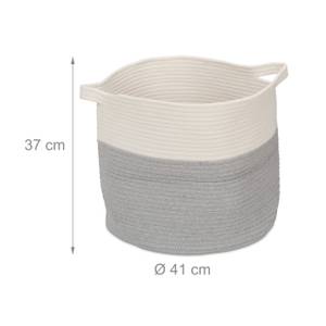 Panier de rangement en coton Gris - Blanc - Textile - 45 x 37 x 41 cm