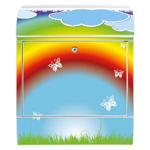 Briefkasten Stahl Regenbogen Weiß - Metall - 38 x 46 x 13 cm