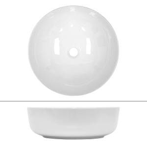Vasque ronde Ø 400x135 mm blanc Blanc - Céramique - Métal - 40 x 14 x 40 cm