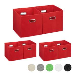 6 x Aufbewahrungsbox Stoff rot Rot - Silber