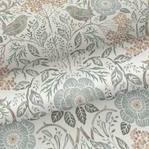 papier peint fleurs et oiseaux de style Blanc - Fibres naturelles - Textile - 53 x 1005 x 1005 cm