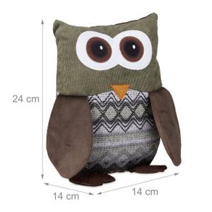 Butoir de porte Hibou en lot de 6 Marron - Vert - Blanc - Fibres naturelles - Textile - 14 x 24 x 14 cm