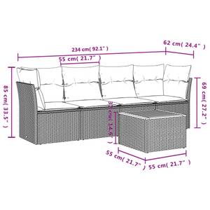 Gartensitzgruppe K4973(5-tlg) Schwarz - Massivholz - 69 x 62 x 62 cm