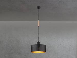 LED Pendelleuchte Schwarz Gold, Ø35cm Schwarz - Braun - Gold - Holzwerkstoff - Metall - 35 x 120 x 35 cm