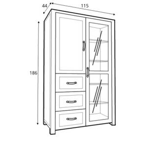 Vitrinenschrank RABO Braun - Holzwerkstoff - 115 x 186 x 44 cm