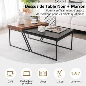 Table d’Appoint JV10516BK (lot de 2) Noir - Métal - 60 x 46 x 120 cm