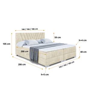 Boxspringbett ERNINA Ecru - Breite: 200 cm - H4