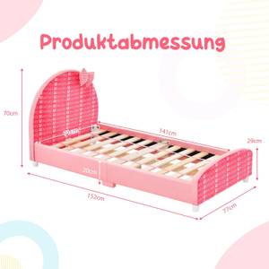 Kinderbett HY10202DE-PI Pink - Holzwerkstoff - 76 x 70 x 151 cm