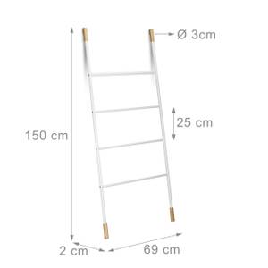 Handtuchleiter weiß Braun - Weiß - Bambus - Metall - 69 x 150 x 2 cm