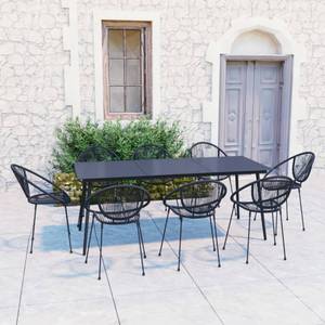 Garten-Essgruppe (9-teilig) 3060224 Schwarz - Polyrattan - 90 x 74 x 190 cm