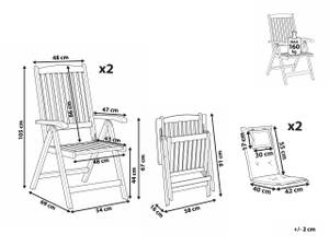 Klappbare Gartenmöbel AMANTEA 4-tlg Braun - Rot - Massivholz - 54 x 105 x 69 cm