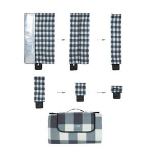 Picknickdecke Fleece grau kariert Grau - Weiß - Metall - Kunststoff - Textil - 200 x 1 x 224 cm