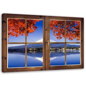 Wandbild Fensterblick Japan Fuji Berg 120 x 80 cm