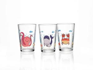 Kinderbecher Set Tiere 9-teilig Glas - 7 x 10 x 7 cm