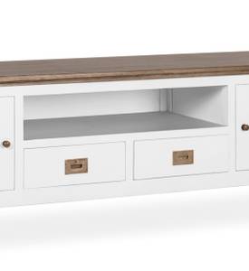 TV-SCHRANK AUS WEISSEM HOLZ L 150 cm Weiß - Holz teilmassiv - 150 x 50 x 40 cm