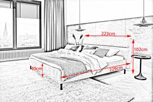 Lit rembourré REMO Tissu Blanc crème - Largeur : 223 cm