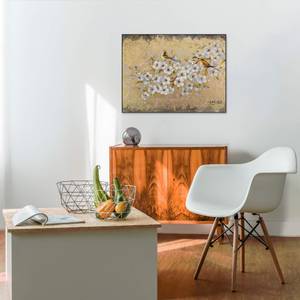 Acrylbild handgemalt Leuchtender Sommer Weiß - Massivholz - Textil - 80 x 60 x 4 cm