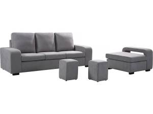 Umkehrbares Sofa "Malcolm" 3+1 - 229 x 1 Grau - Massivholz - 170 x 92 x 229 cm