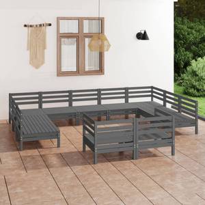 Garten-Lounge-Set Grau - Massivholz - Holzart/Dekor - 64 x 63 x 64 cm