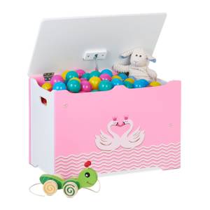 Spielzeugtruhe mit Schwanenherz-Motiv Pink - Weiß - Holzwerkstoff - 60 x 40 x 34 cm