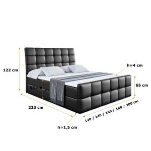 Boxspringbett BRUGO-Z Hochglanz Schwarz - Breite: 160 cm - H3