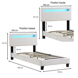 Lit simple AUSTIN 90x190 cm Blanc