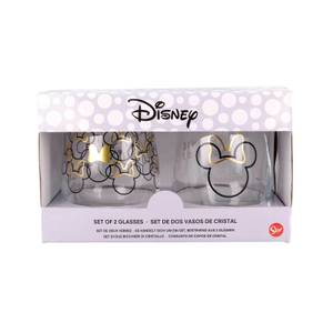 Becher Set Minnie Mouse 2er Set Schwarz - Gold - Glas - 10 x 13 x 10 cm