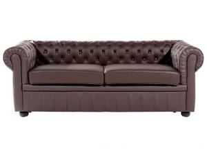 3-Sitzer Sofa CHESTERFIELD Braun - Dunkelbraun - 195 x 70 x 75 cm