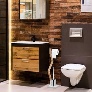 WC Garnitur stehend weiß Braun - Silber - Holzwerkstoff - Metall - 19 x 75 x 19 cm