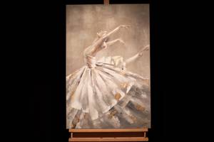 Tableau peint à la main The Flying Swan Blanc - Bois massif - Textile - 60 x 90 x 4 cm