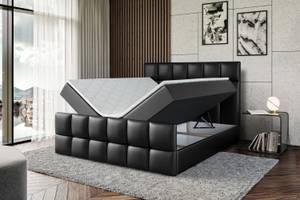 Boxspringbett RICAR-Z Hochglanz Schwarz - Breite: 120 cm - H4