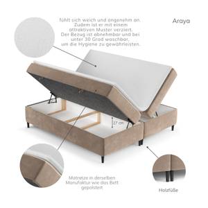 Boxspringbett  Araya II Taschenfederkern Hellbraun - Breite: 180 cm