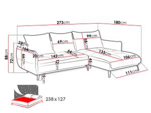 Ecksofa Vigo Beige - Ecke davorstehend links