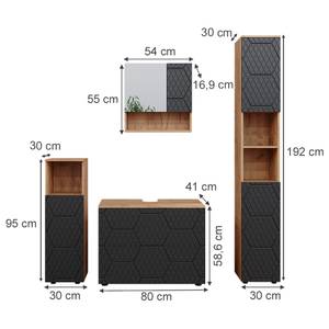 Badmöbel Set Irma 47181 Esche Schwarz Dekor - Sonoma Eiche Trüffel Dekor