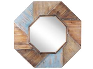 Miroir MIRIO Bleu - Marron - Bois massif - 77 x 77 x 3 cm