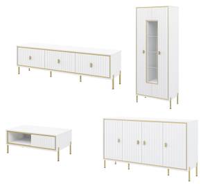 Wohnzimmer-Set LUXOR 4-teilig Weiß - Holzwerkstoff - 547 x 200 x 45 cm