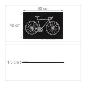 Paillasson coco vélo Noir - Blanc - Fibres naturelles - Matière plastique - 60 x 2 x 40 cm