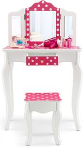 Kinder Schminktisch Punkt Pink - Holzwerkstoff - 28 x 98 x 60 cm