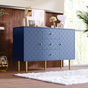 Sideboard OzeanⅢ Blau - Holzwerkstoff - Metall - Massivholz - 40 x 82 x 120 cm