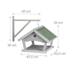 Graues Vogelfutterhaus zur Wandmontage Grau - Grün - Holzwerkstoff - Metall - Kunststoff - 43 x 35 x 41 cm