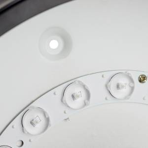 Runde LED Deckenleuchte Schwarz - Braun - Weiß - Holzwerkstoff - Metall - Kunststoff - 30 x 5 x 30 cm
