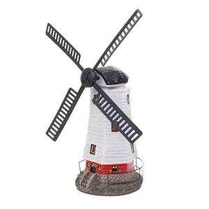 Solar LED-Windmühle G95 Braun - Kunststoff - Stein - 42 x 50 x 18 cm