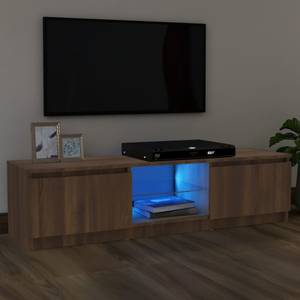 TV-Schrank mit LED-Leuchten D417 Eiche Schwarzbraun Dekor