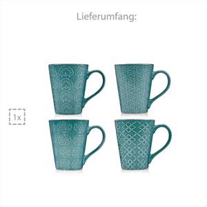 4-tlg. Kaffeebecher Set Faro Blau - Stein - 26 x 14 x 34 cm