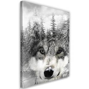 Wandbilder Wolf Wald Nebel Natur Tiere 80 x 120 cm