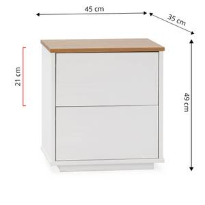 Table chevet Bob 2 tiroirs blanc Blanc - Bois massif - Bois/Imitation - 45 x 49 x 35 cm