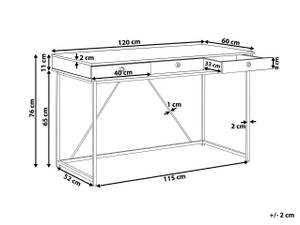 Schreibtisch HINTON Schwarz - Braun - Weiß - Holzwerkstoff - 120 x 76 x 60 cm