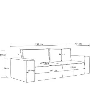 NAPI Sofa 3 Sitzer Grau - Breite: 244 cm